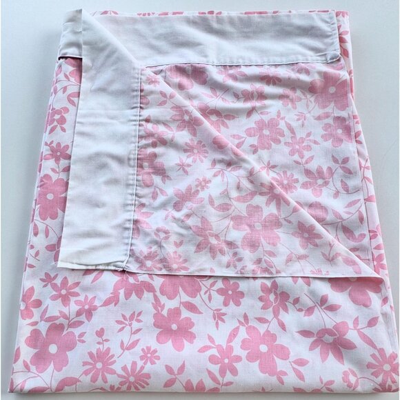 Vintage 70s bedsheets set, flat and fitted, pink white floral, full/double - Picture 6 of 10